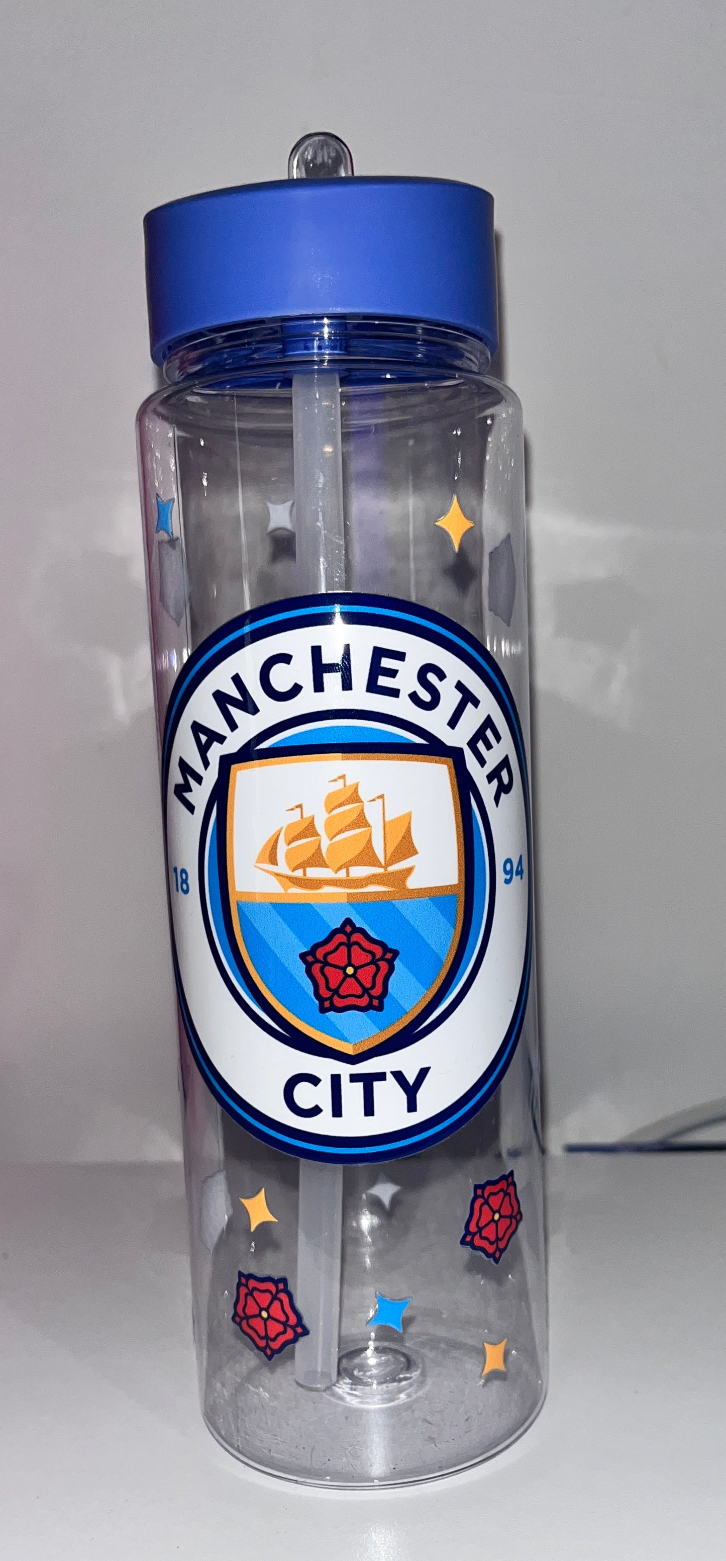 Tall straw bottle Manchester City