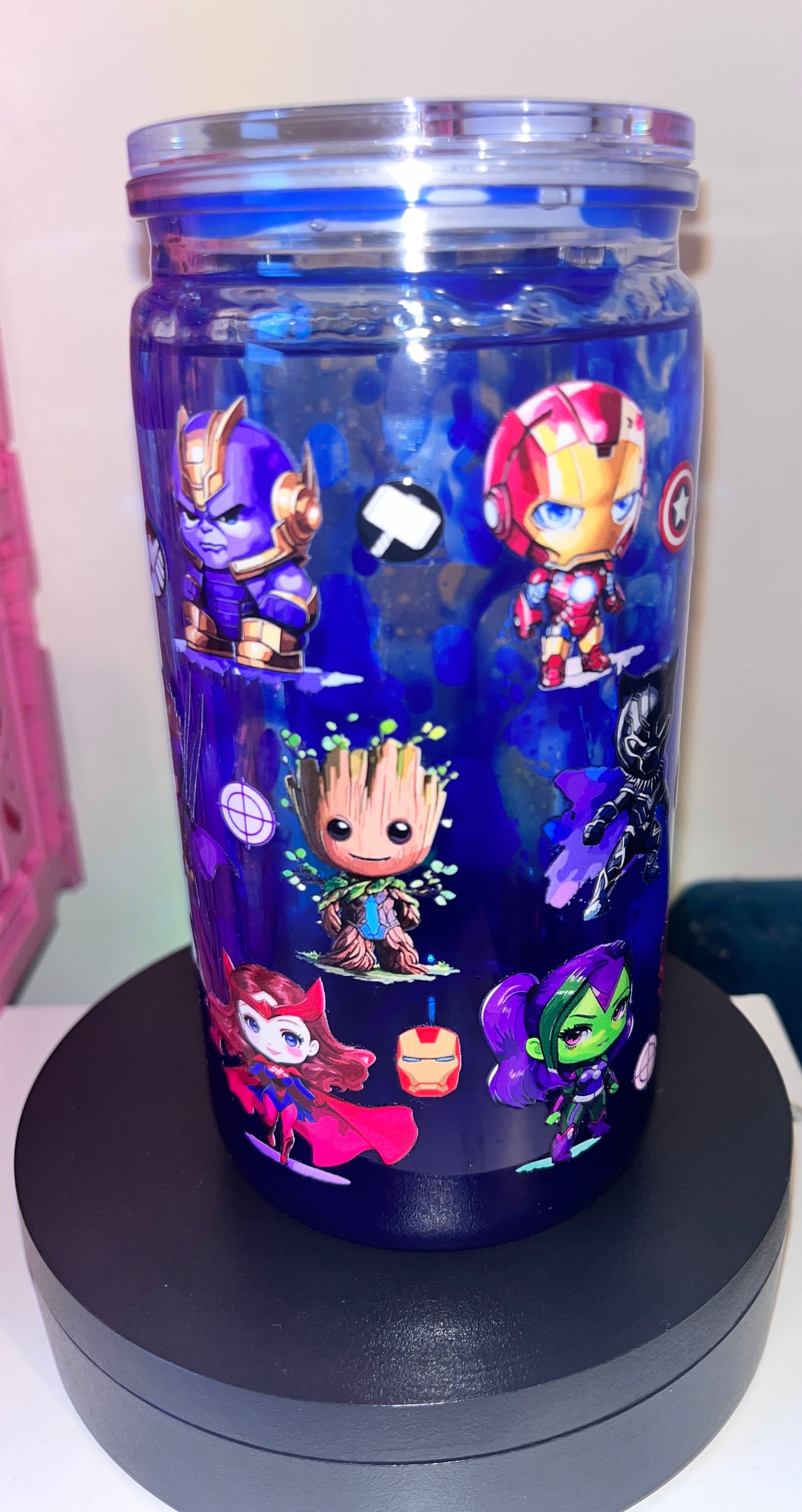 Superhero blue colour drip tumbler