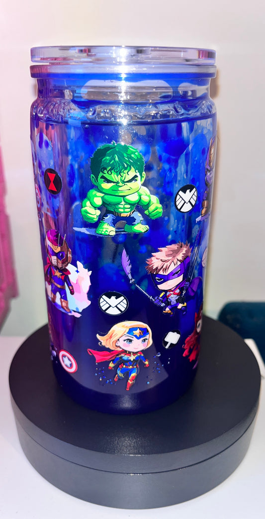Superhero blue colour drip tumbler