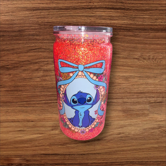 Stitch design 16oz snowglobe tumbler