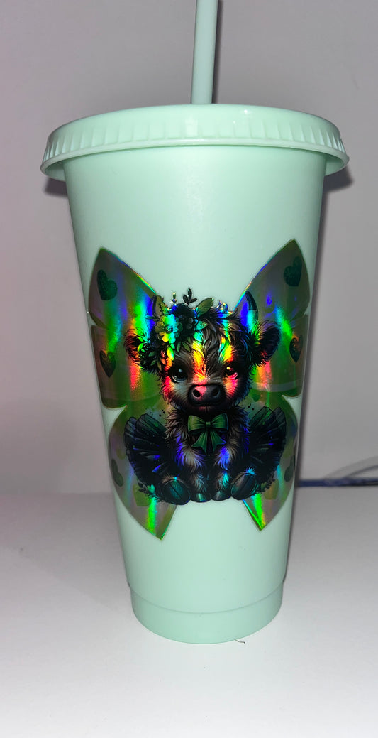 Cold cup holographic highland cow